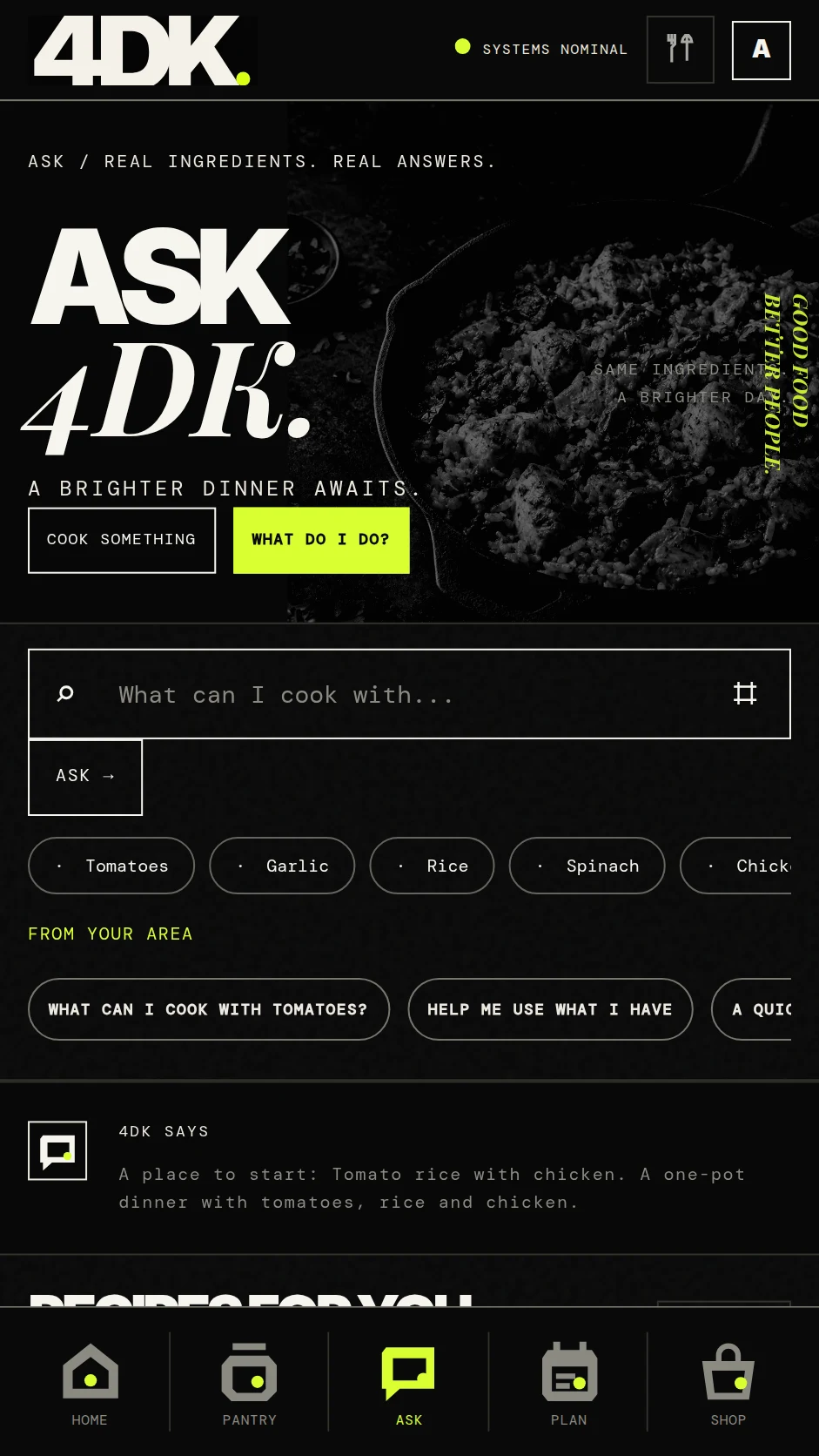 Current 4DK Ask UI