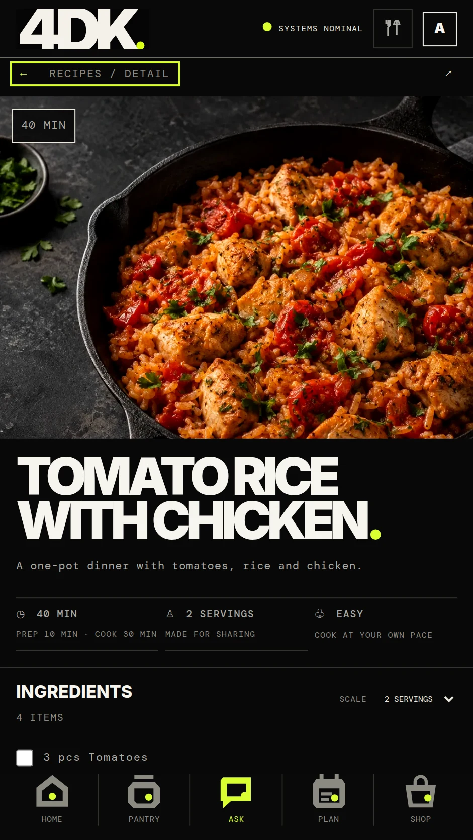 4DK product interface
