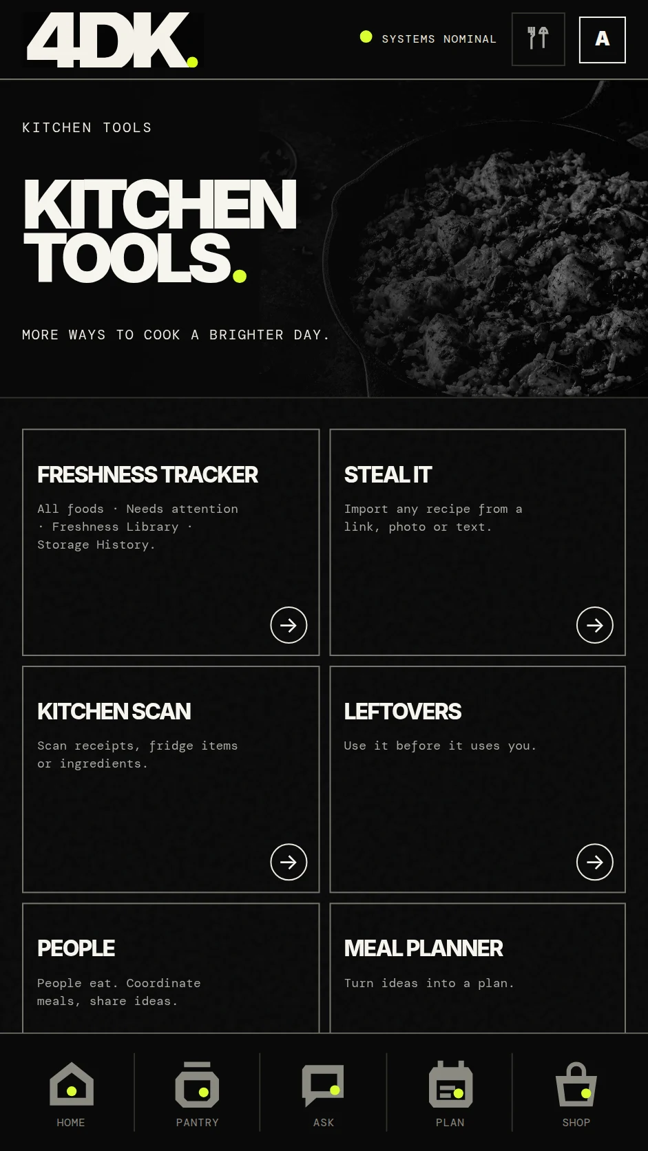 4DK Kitchen Tools screen